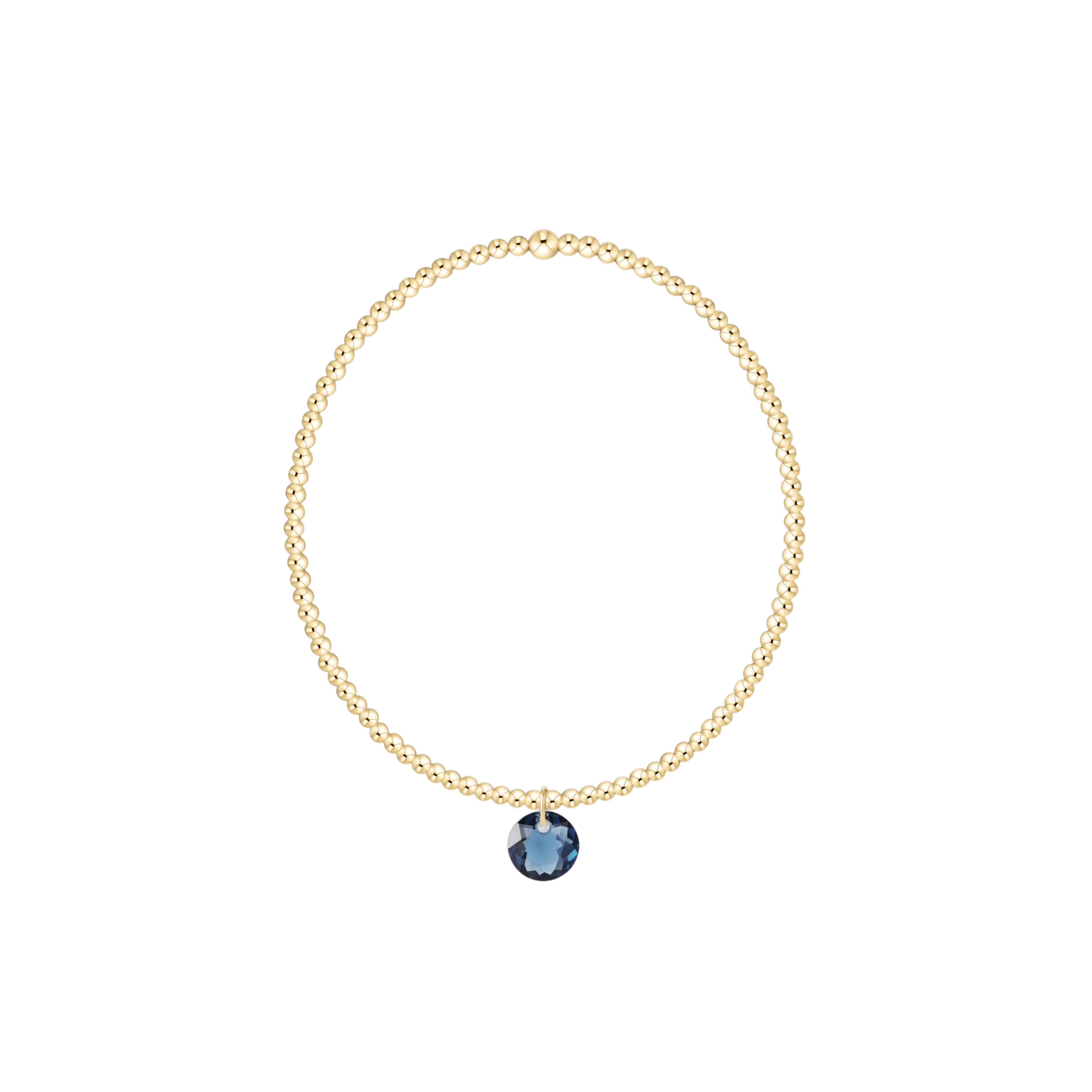 Classic Gold 2mm Bracelet - Reflection Birthstone Small Charm