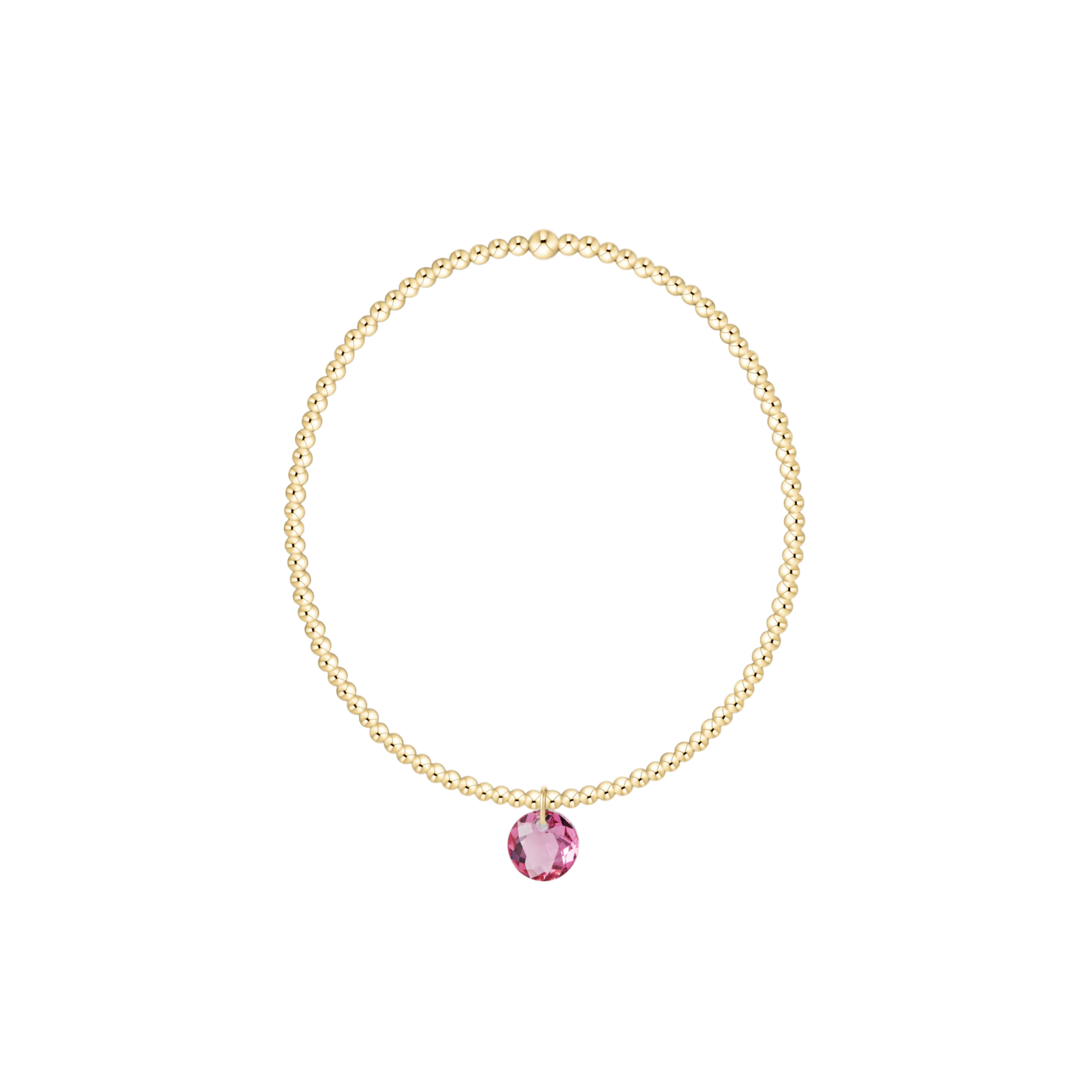 Classic Gold 2mm Bracelet - Reflection Birthstone Small Charm