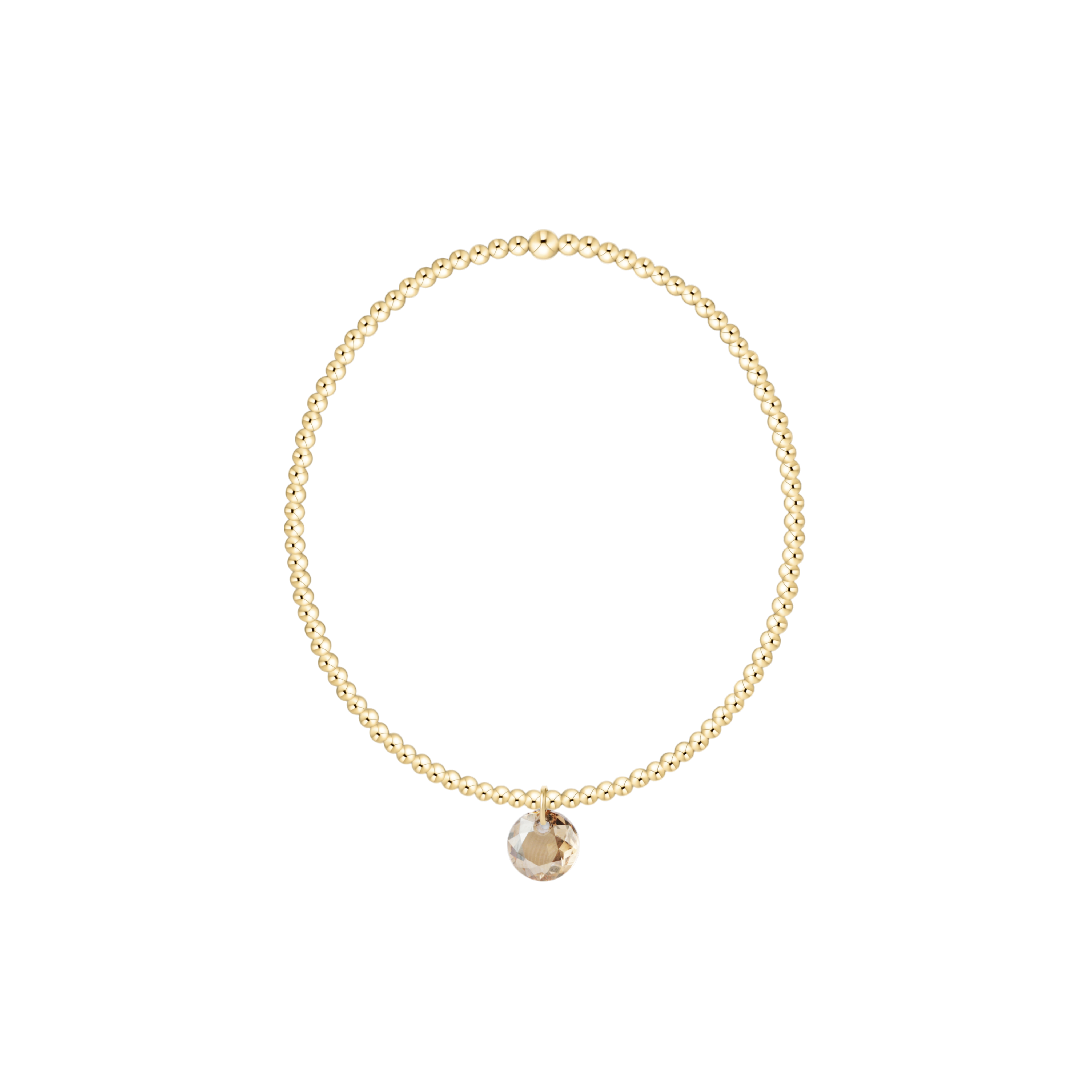 Classic Gold 2mm Bracelet - Reflection Birthstone Small Charm