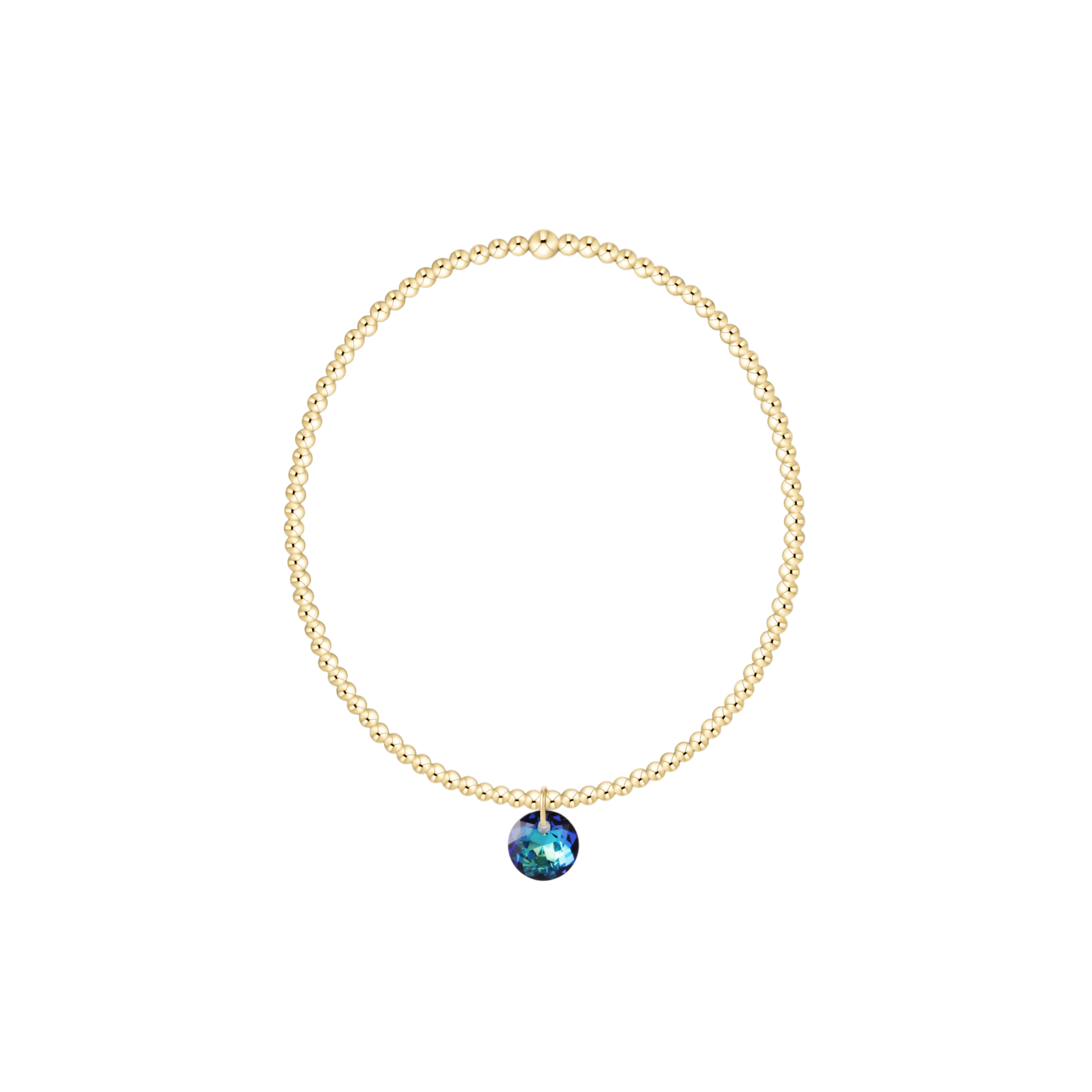 Classic Gold 2mm Bracelet - Reflection Birthstone Small Charm
