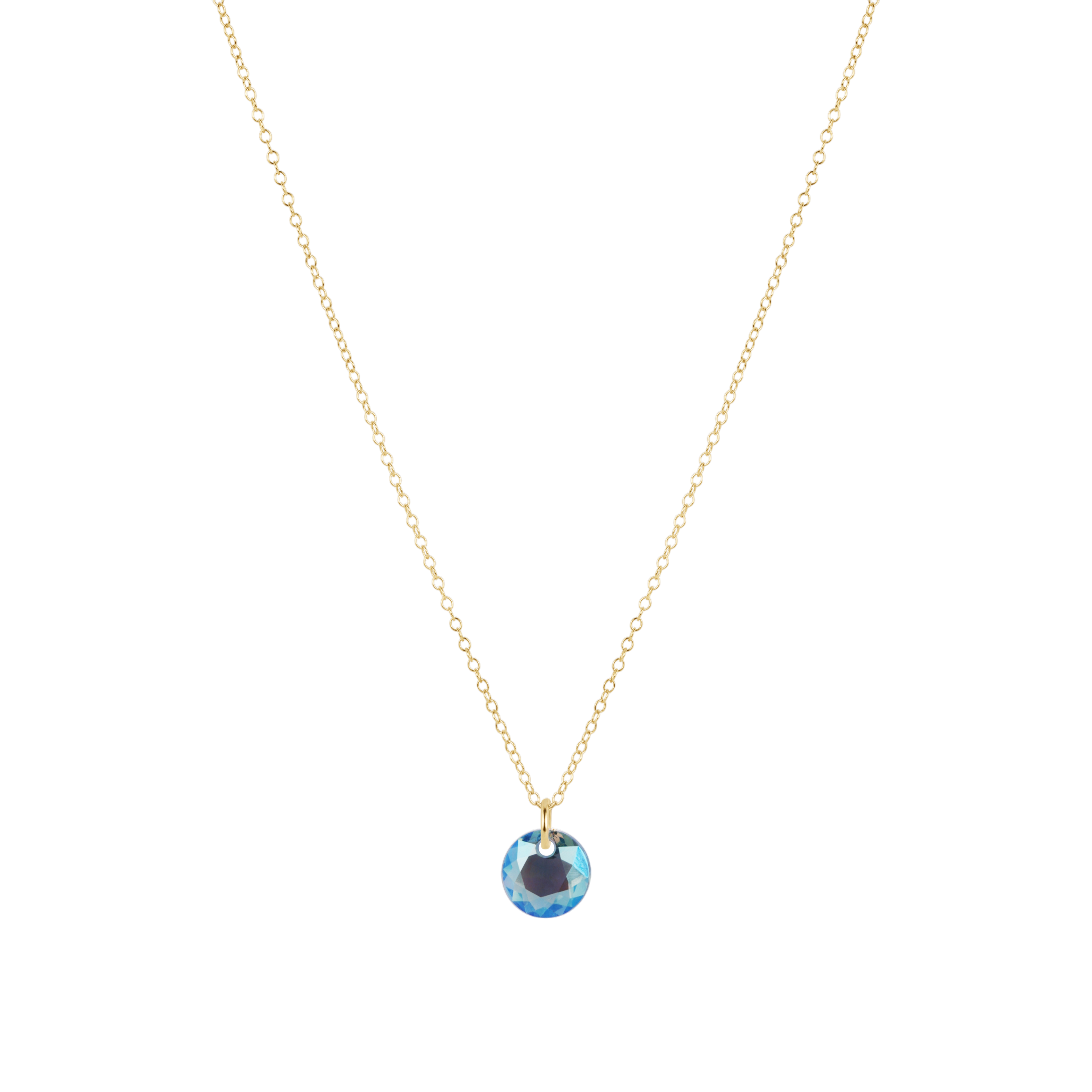 16" Necklace Gold - Reflection Birthstone Small Charm