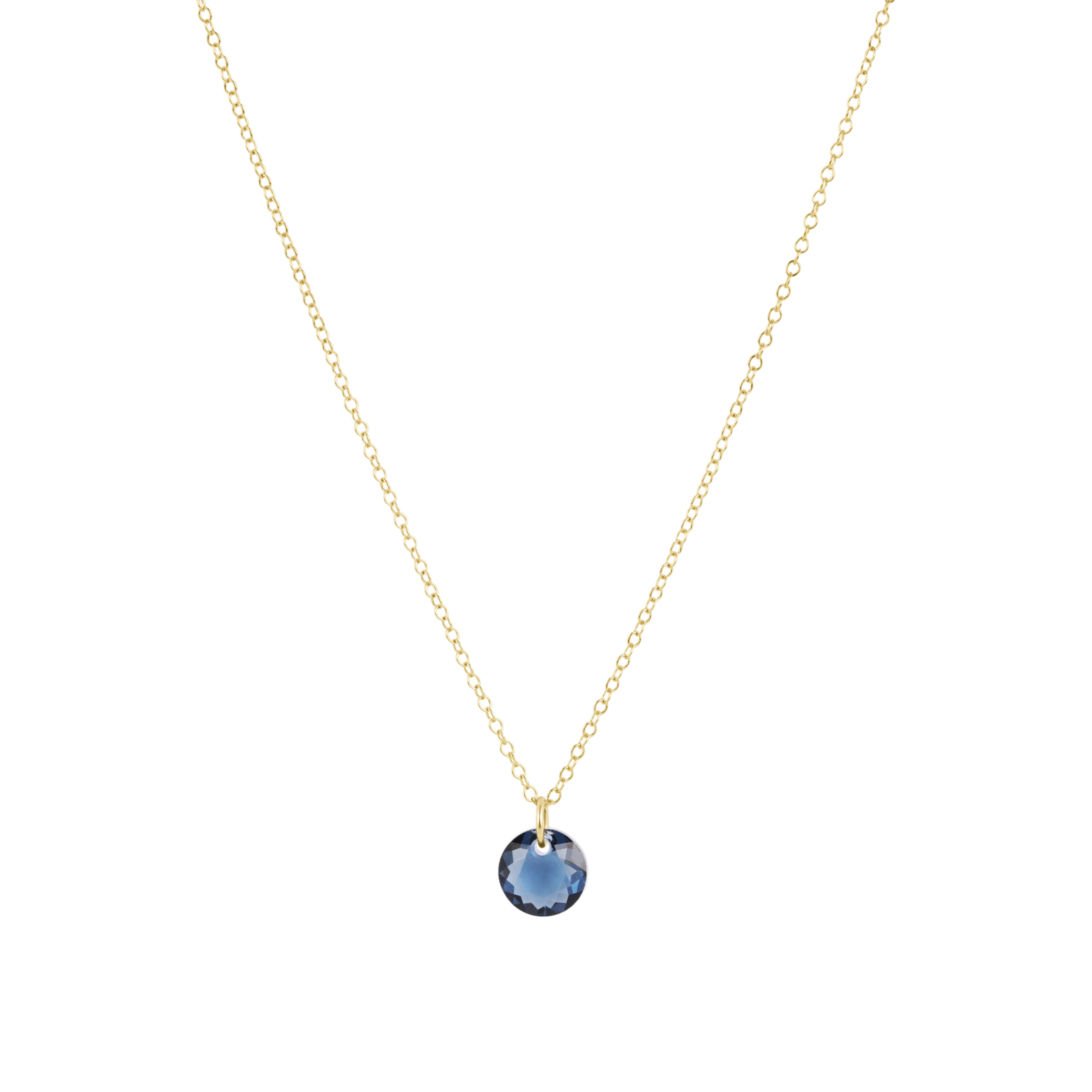 16" Necklace Gold - Reflection Birthstone Small Charm