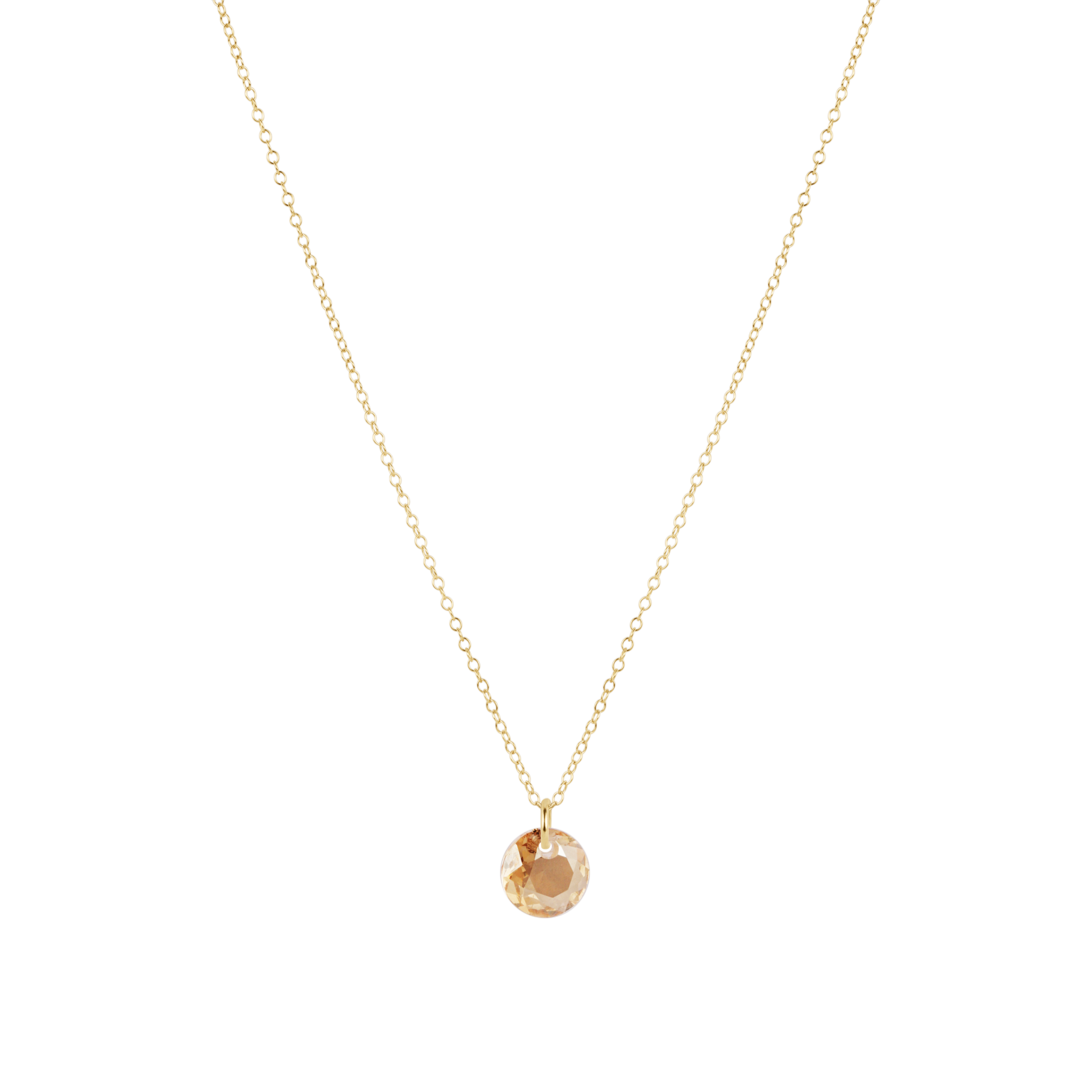 16" Necklace Gold - Reflection Birthstone Small Charm