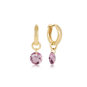 Huggie Gold 0.5" Hoop - Reflection Birthstone Small Charm