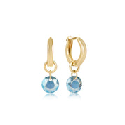 Huggie Gold 0.5" Hoop - Reflection Birthstone Small Charm