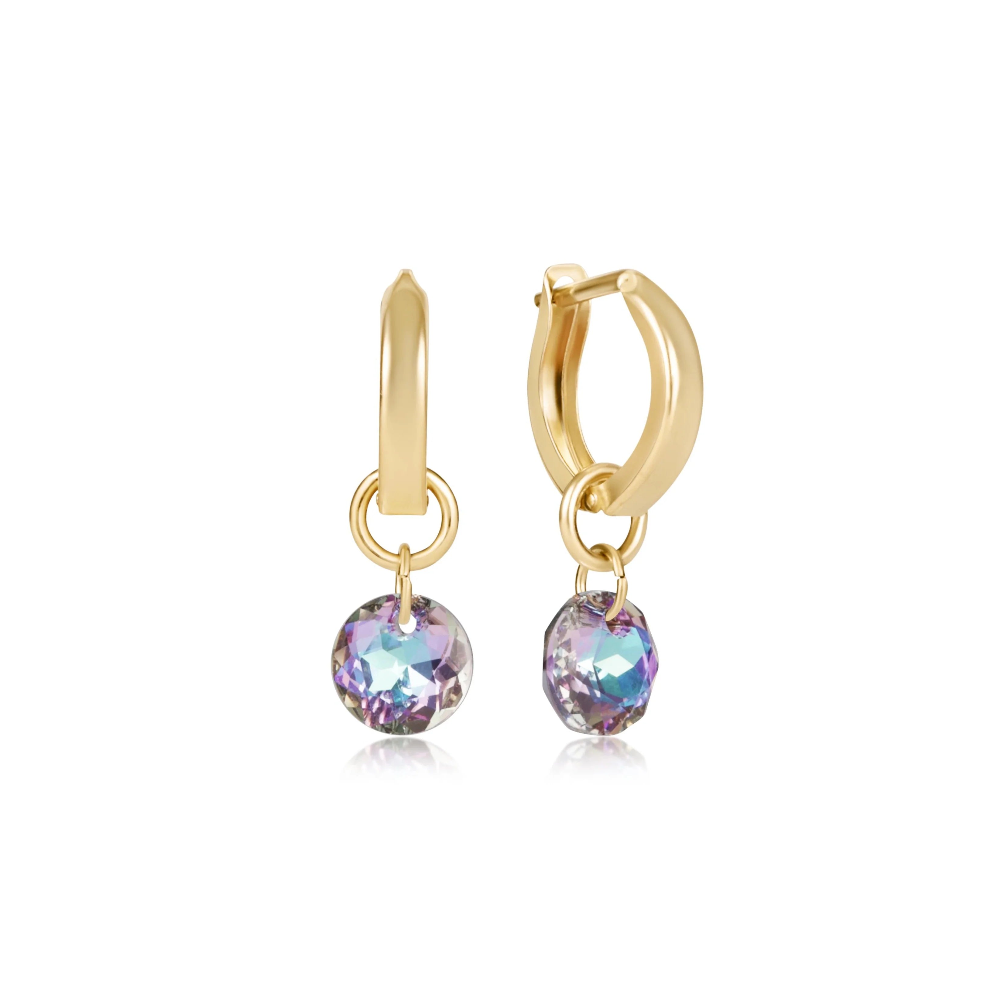 Huggie Gold 0.5" Hoop - Reflection Birthstone Small Charm