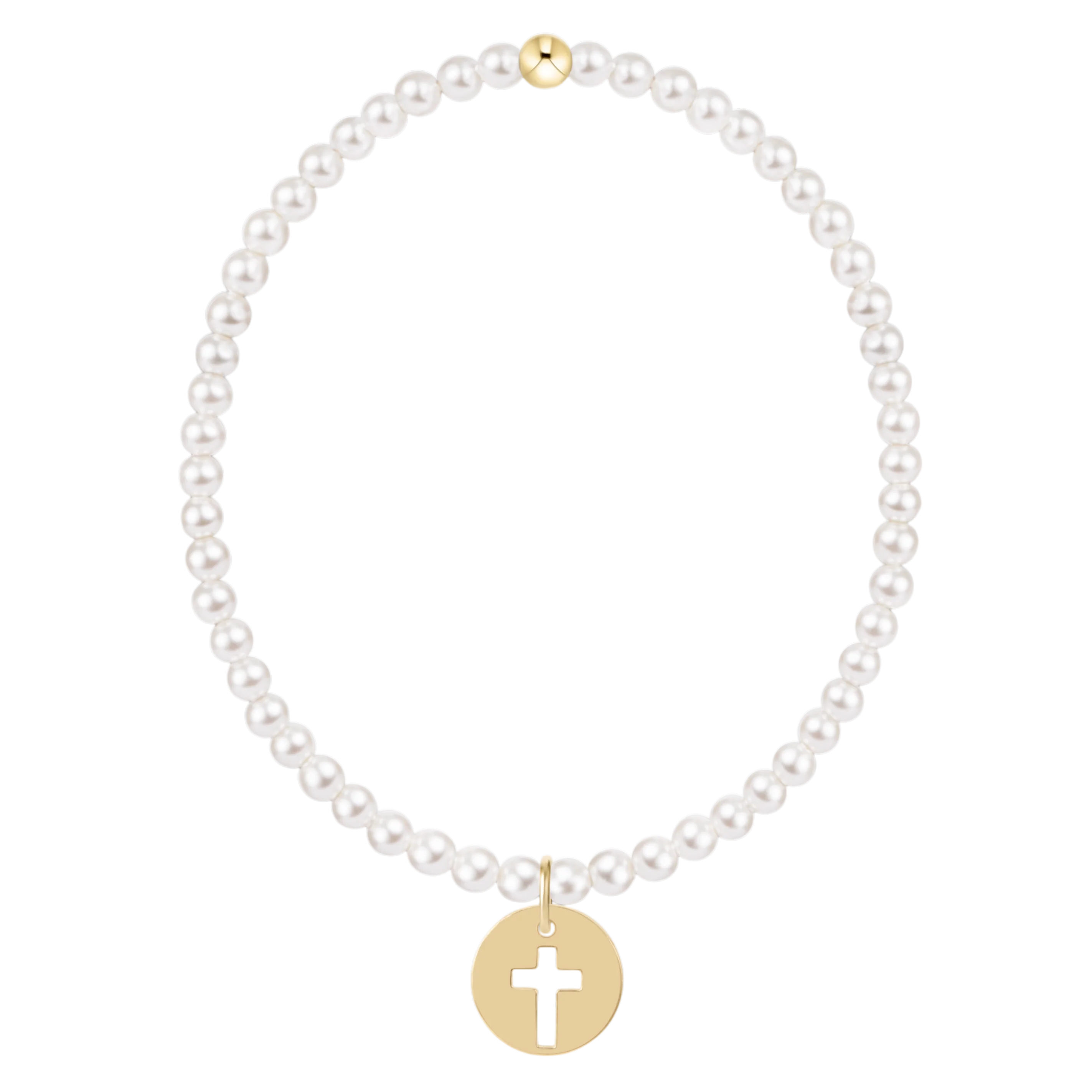 Classic Pearl 3mm Bracelet - Blessed Gold Disc
