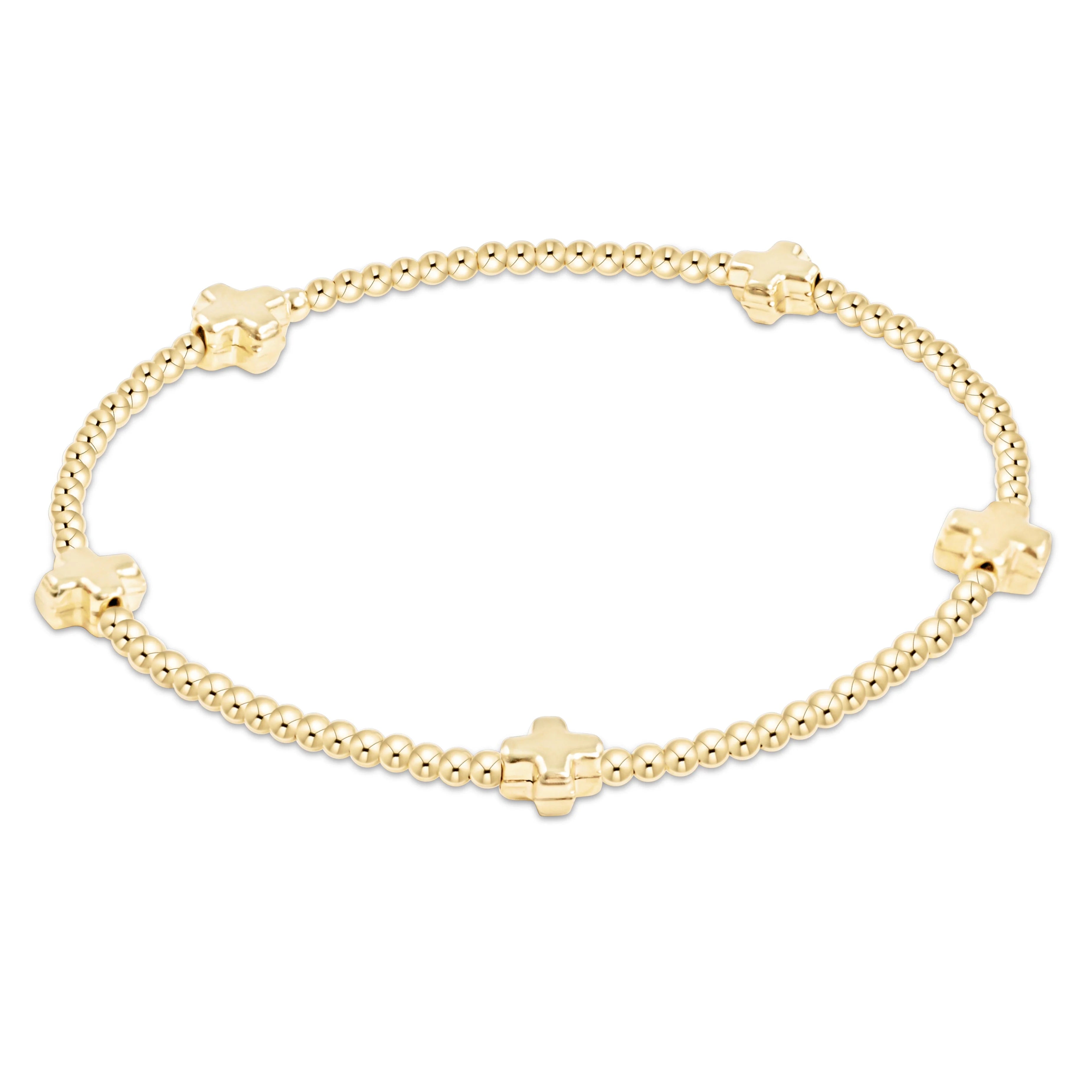 EGIRL Signature Cross Small 2mm Gold Bracelet - Gold