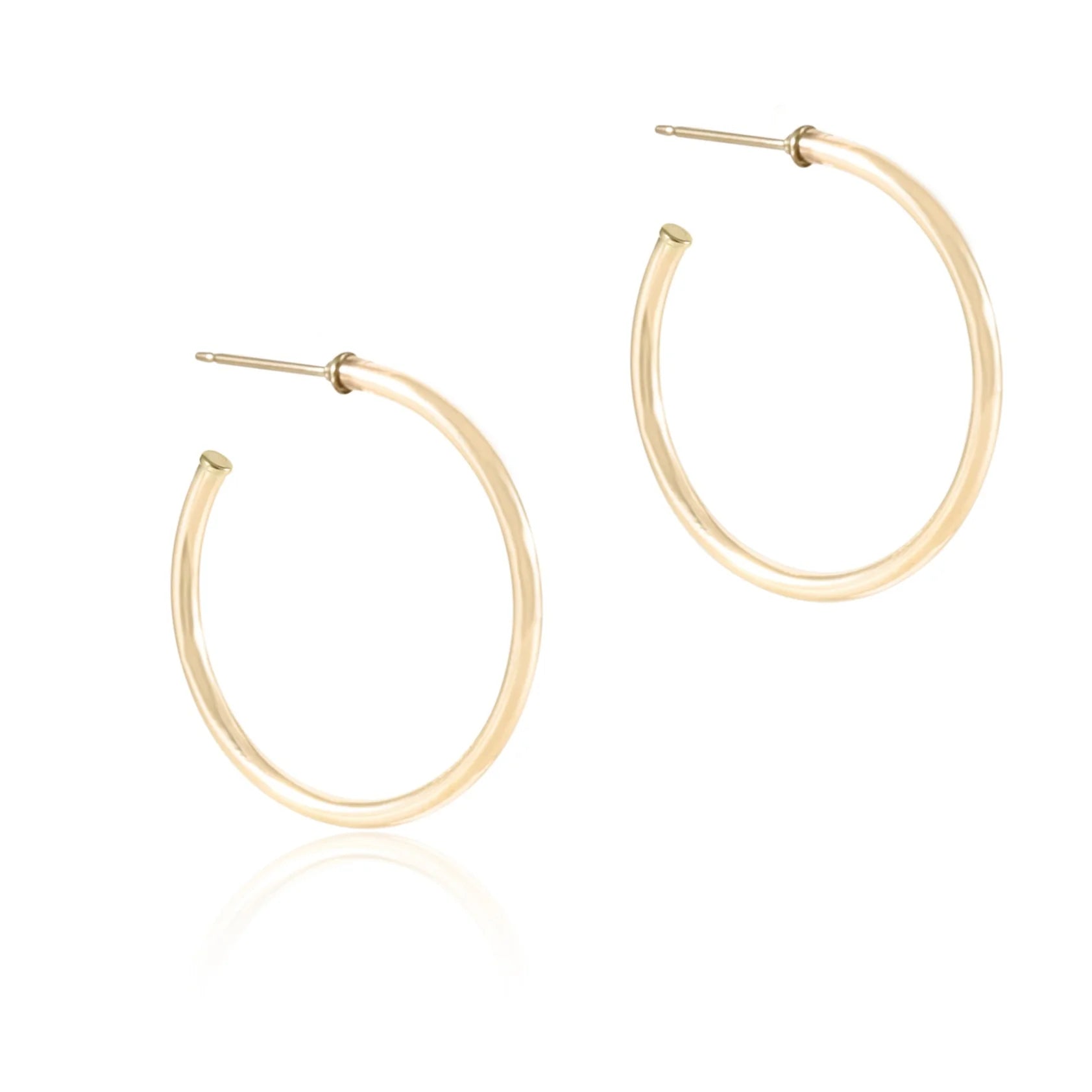 Round Gold 1.50" Post Hoop - 3mm - Smooth