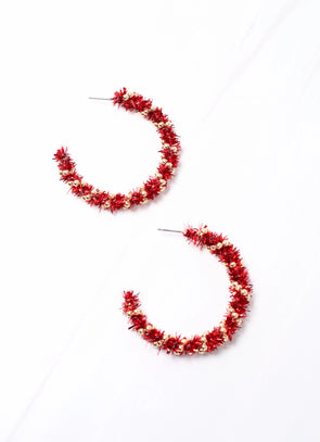 Tinsel Hoop Earring - Red