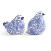 Set Of 2 Blue And White Chinoiserie Porcelain Sitting Birds