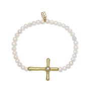 Poetic Cross Pearl Stretch Bracelet