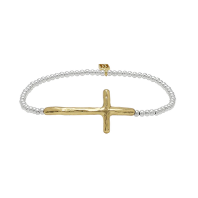 Faith Cross Mini Ball Stretch Bracelet
