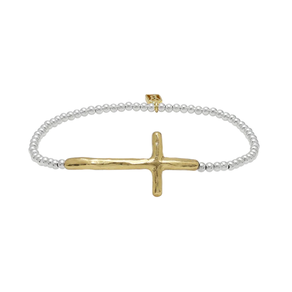 Faith Cross Mini Ball Stretch Bracelet