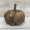 Gray & Brown Feather Pumpkin w/ Twig Stem 9 inch