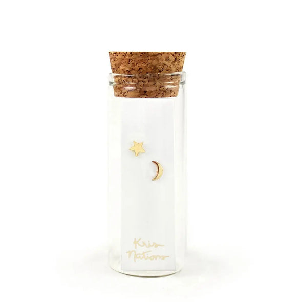 Star and Moon Stud Earrings