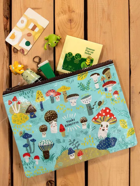 Zipper Pouch- Cute Lil Mushrooms