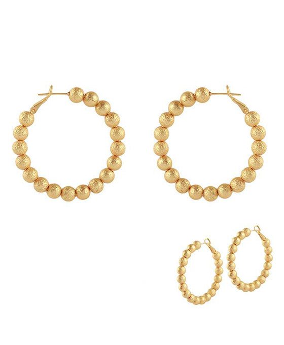 Gold Textured Ball Hoop / Small
