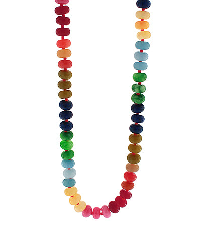 Semi Wide Stone Beaded Necklace- Dark Multi