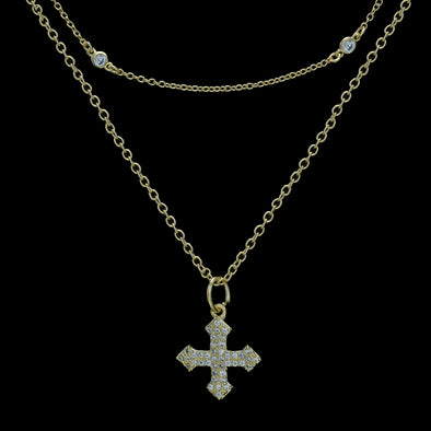 Pave Pointed Cross Necklace