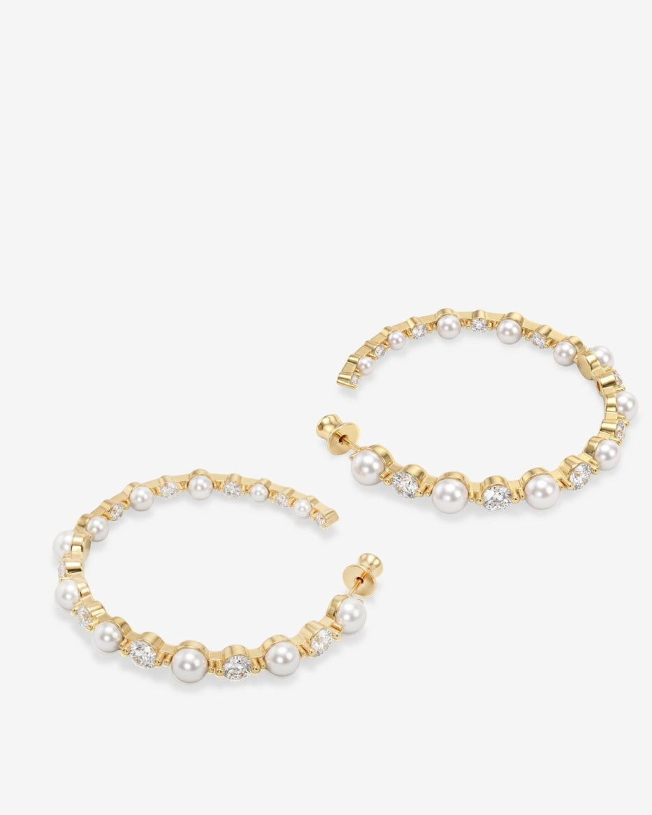 She's an Icon Pearl Hoops 2"