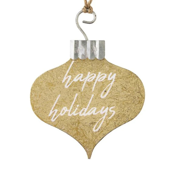 Metallic Sentiment Ornament - Happy Holidays