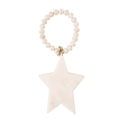 Marble Star Ornament With Wooden Beads
