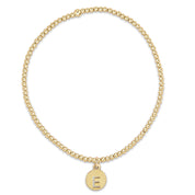 Classic Gold 2mm Bead Bracelet - Respect Initial Gold Disc