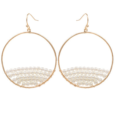 Gold  Circle & Pearl Earrings