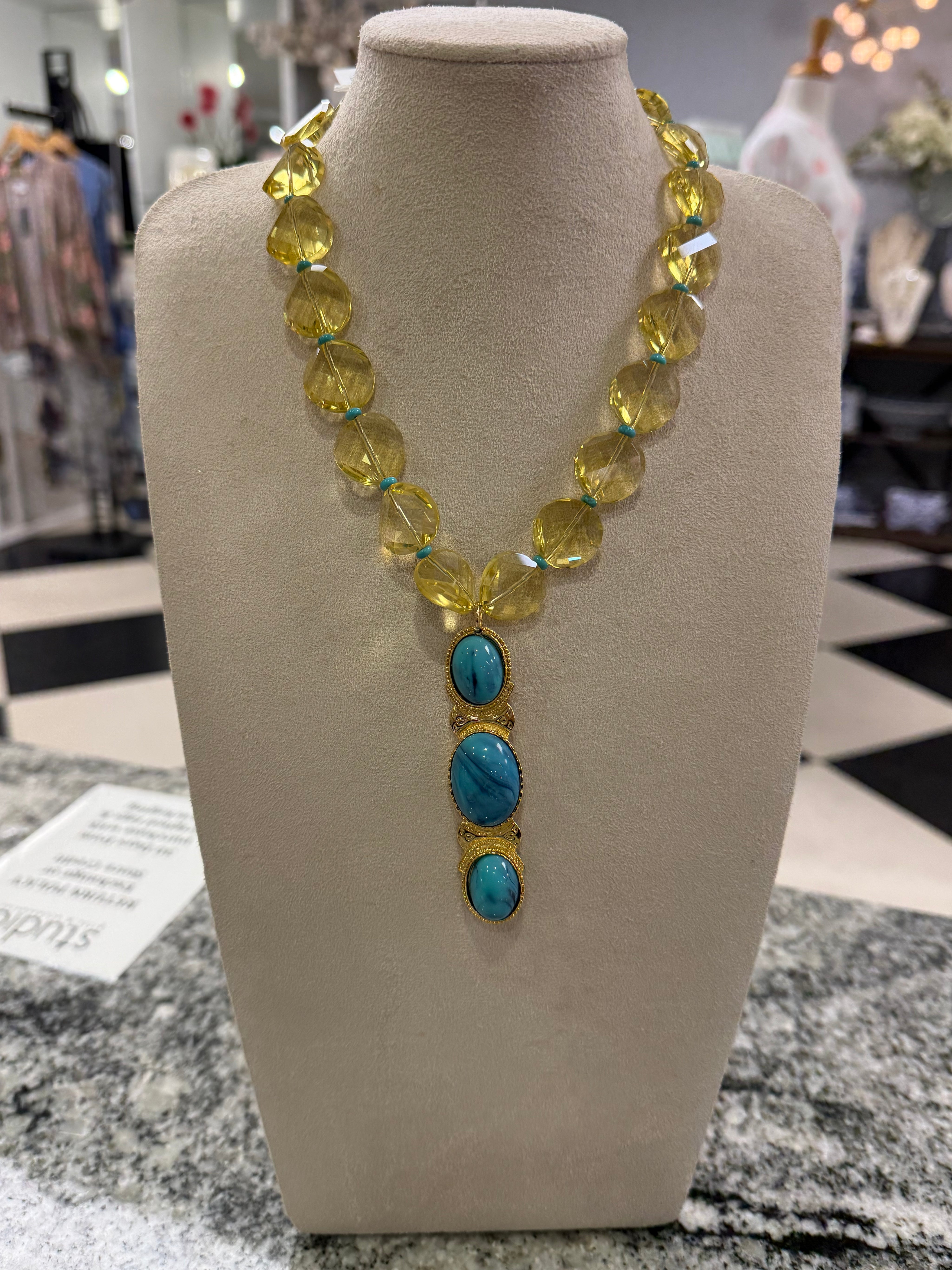 Glass Bead Necklace - Turquoise