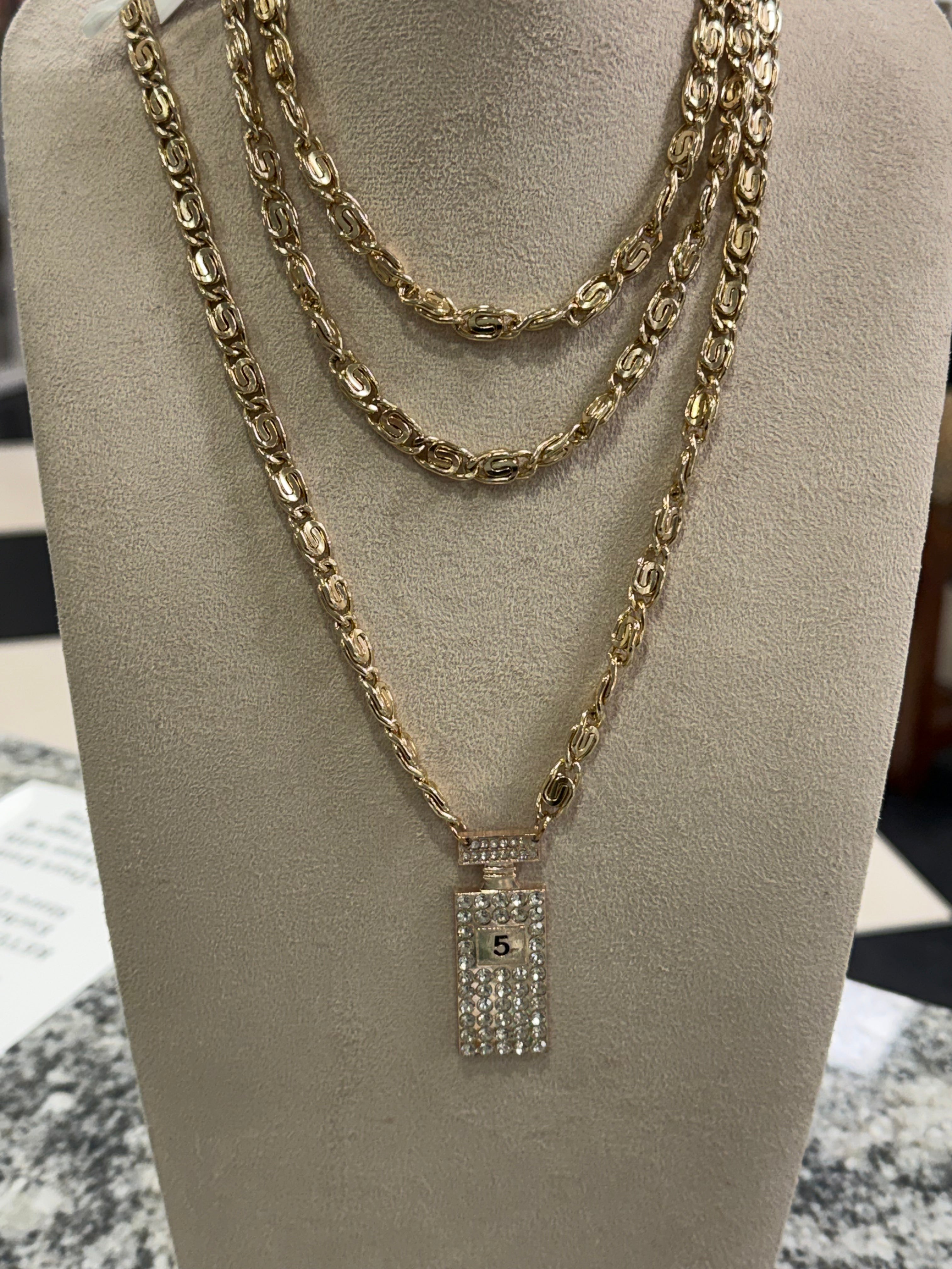 Long Necklace with Chanel Bottle Charm
