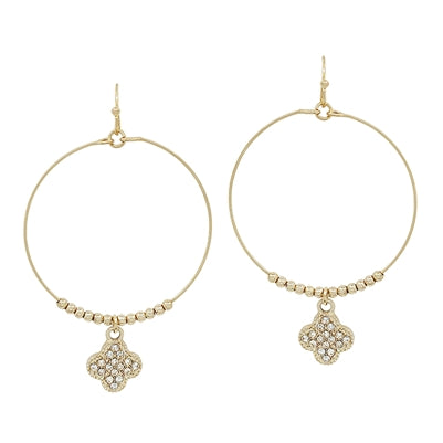 Gold Rhinestone Clover Pave Earring