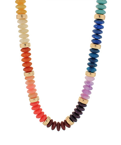 Marble Rondelle Bead Necklace-Multi Gold