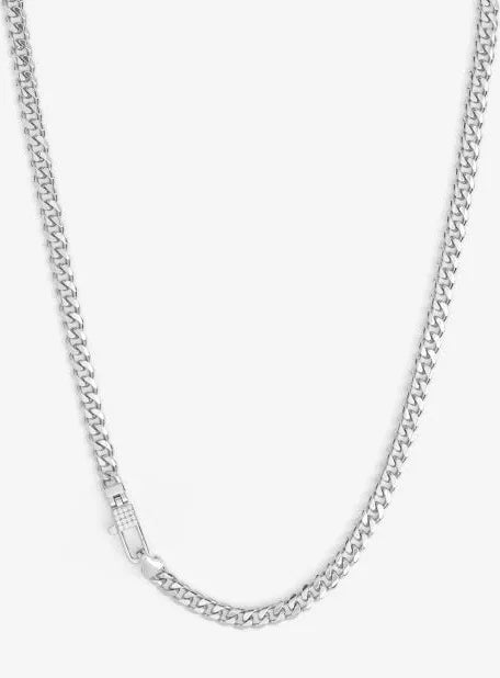 Julian Pavé Lock Necklace 5MM - Silver
