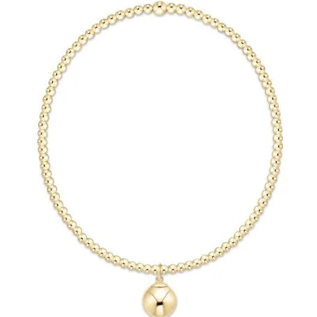 Classic Gold 2mm Bracelet Gold- Classic Gold 8mm Charm