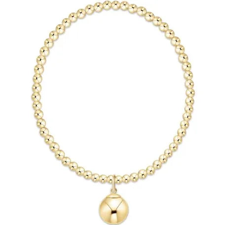 Classic Gold 3mm Bracelet Gold- Classic Gold 10mm Charm