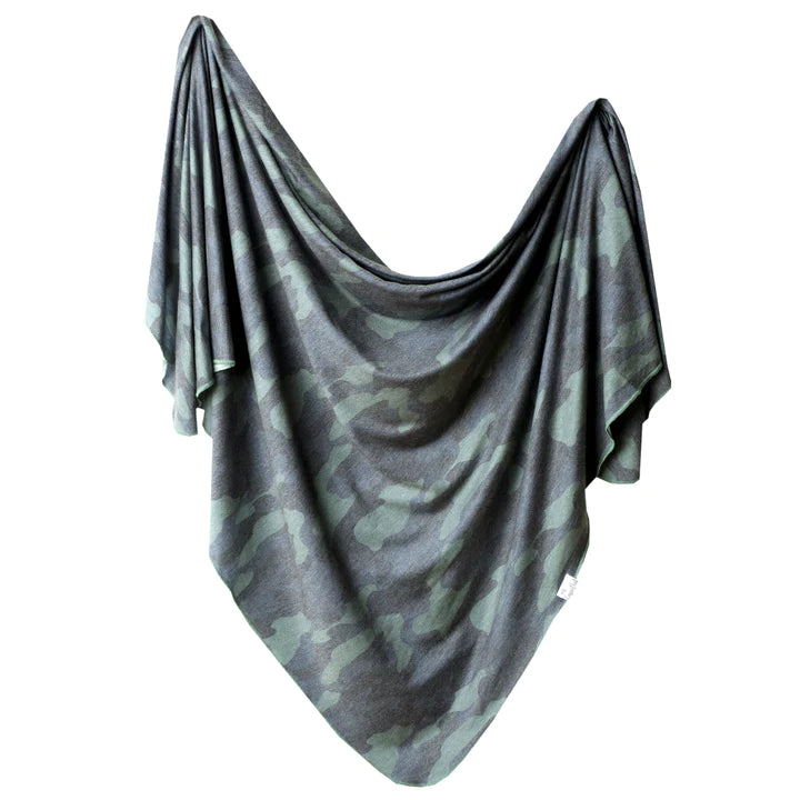 Knit Swaddle Blanket- Hunter