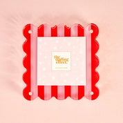 Acrylic Frame Square Scalloped- Peppermint Stripes