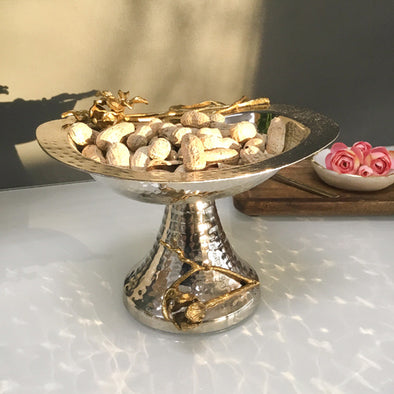 Pedestal Bowl With Gold Flowers
