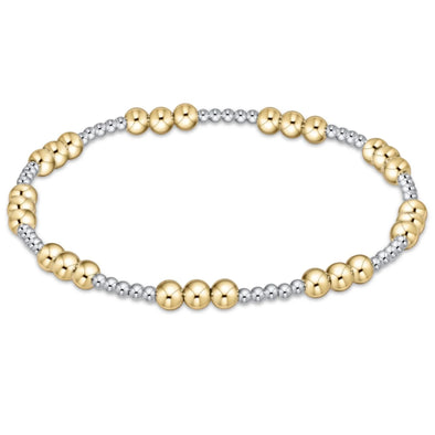 Mixed Metal Joy Pattern 4mm Bead Bracelet