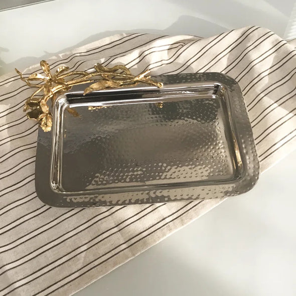 Hammered Floral Rectangle Tray - Large