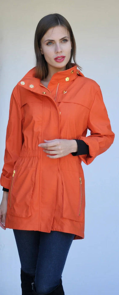 Anna Water Proof Rain Coat/ Hermes Orange
