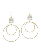 Crystal Accent Double Round Earring- Clear