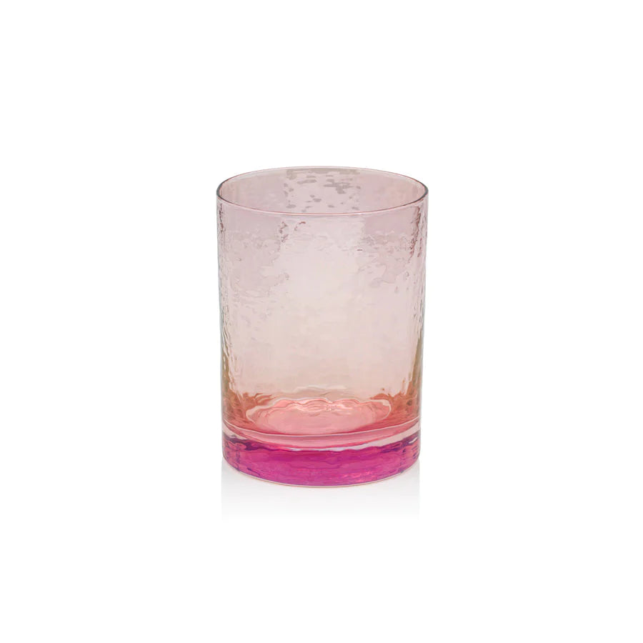 Hammered Rock Glass Set of 2- Luster Pink