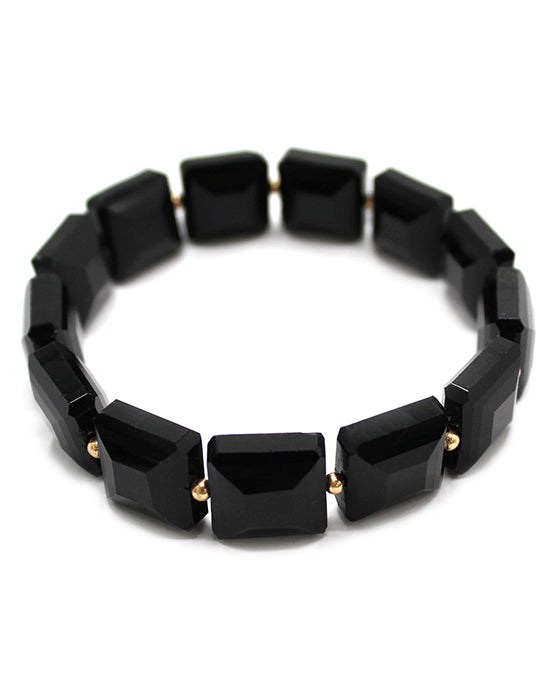 Square Acrylic Stretch Bracelet / Black