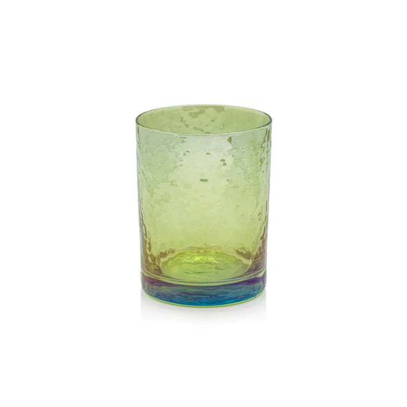 Hammered Rock Glass Set of 2- Luster Green
