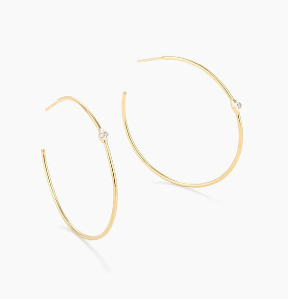 Aja Hoop Earrings with a Diamond