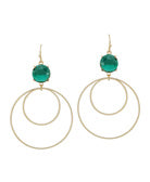 Crystal Accent Double Round Earring- Green