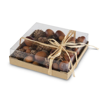 Box of 24 Assorted Dark Brown Acorns & Pinecones