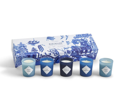 Blue Willow Set Of 5 Scented Candles In Gift Box